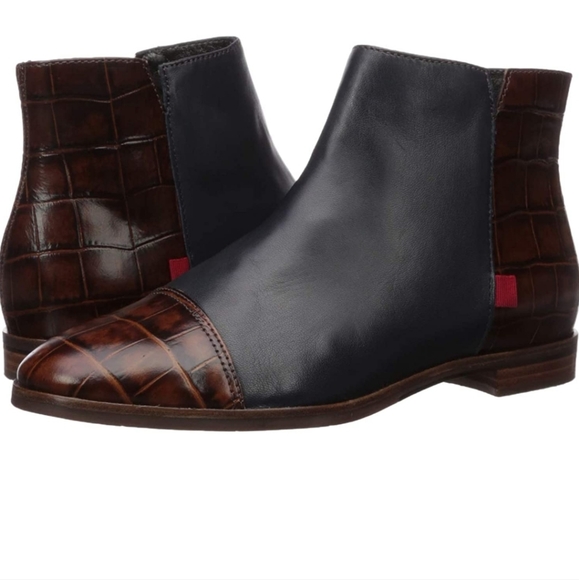 Marc Joseph New York Navy Napa/Brown Croc Ankle Zip Boots, New, no tags - Picture 2 of 3